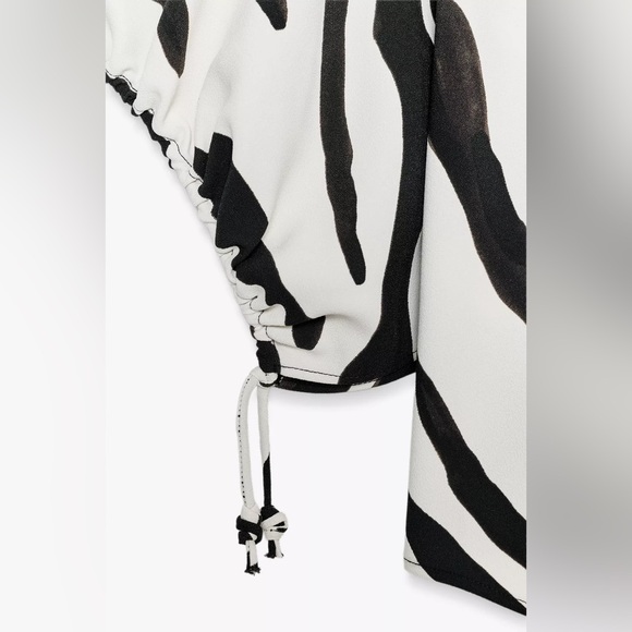 Zara Black and White Zebra Print Top Blouse - Picture 5 of 5